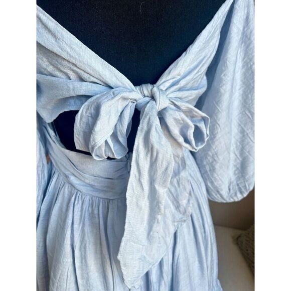Hello Molly Light Blue Tie Back Dress Size Medium - Picture 7 of 9